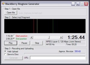 BlackBerry Ringtone Generator - Preview Selection