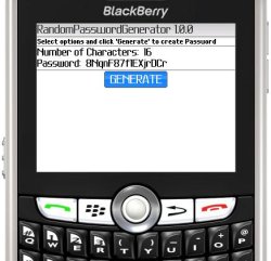 RandomPasswordGenerator for BlackBerry