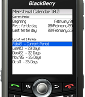 Menstrual Calendar for BlackBerry Wireless Handheld