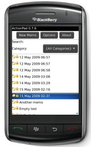 ActionPad on BlackBerry Storm