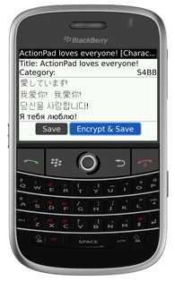 ActionPad for BlackBerry - Unicode Support