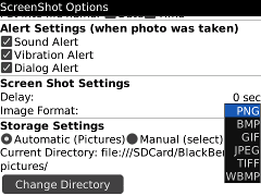 ScreenShot Options - Image Format