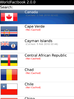 CIA World Factbook 2009 for BlackBerry